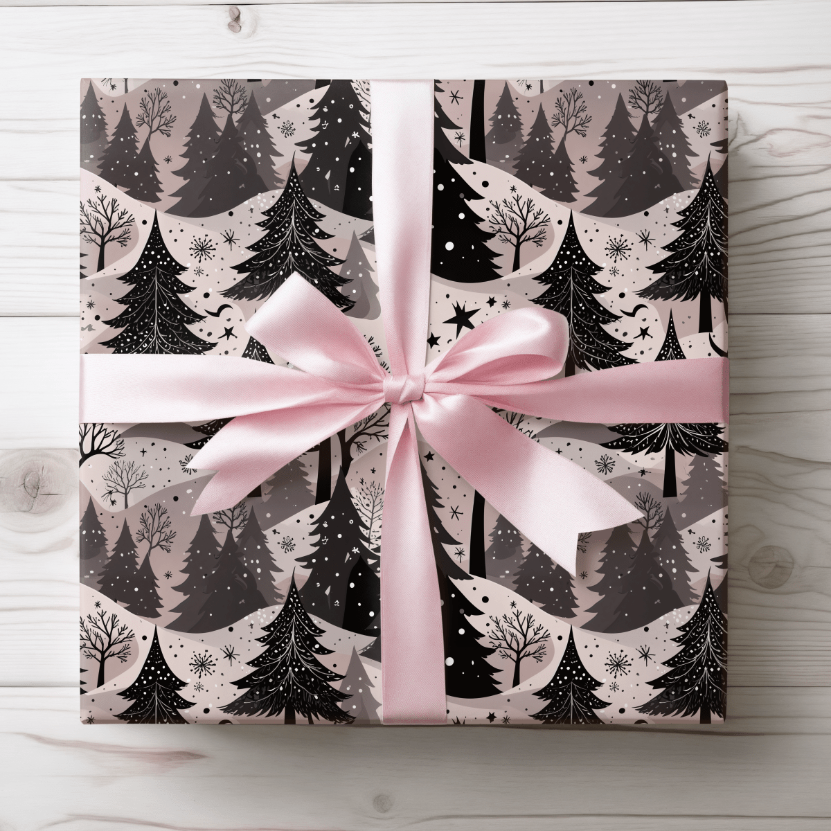 Blush Frost Forest – Pink Winter Wonderland Wrapping Paper