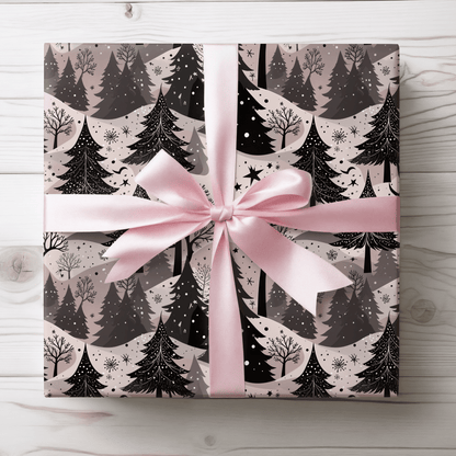 Blush Frost Forest – Pink Winter Wonderland Wrapping Paper