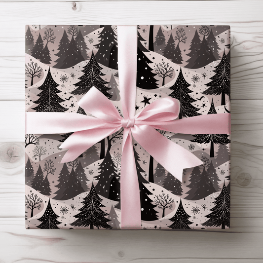 Blush Frost Forest – Pink Winter Wonderland Wrapping Paper