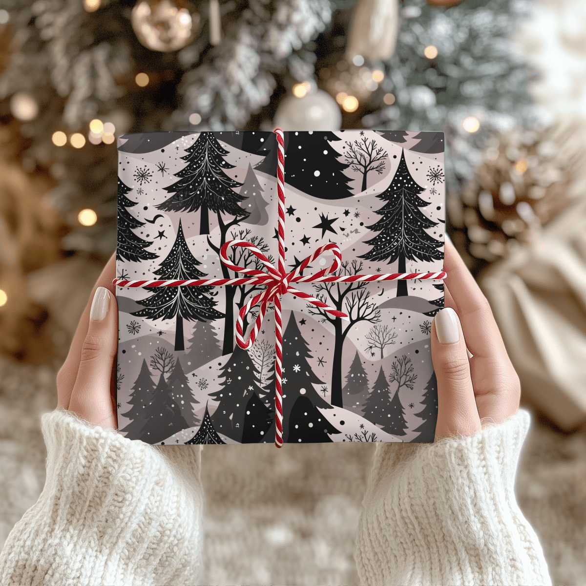 Blush Frost Forest – Pink Winter Wonderland Wrapping Paper