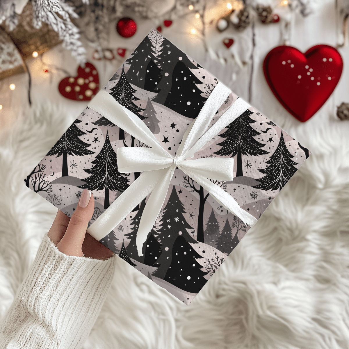Blush Frost Forest – Pink Winter Wonderland Wrapping Paper