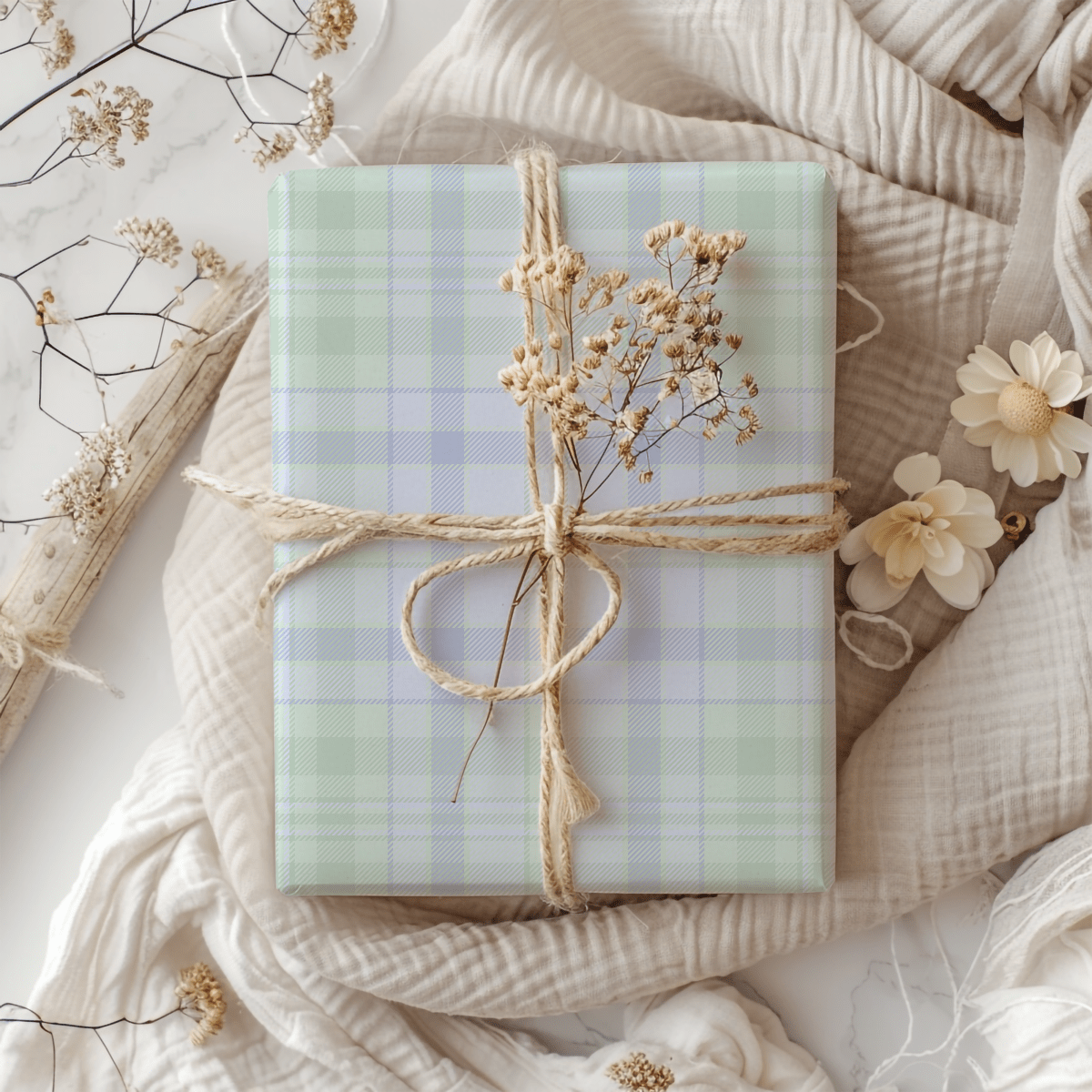 Blue Pastels – Cozy Plaid Wrapping Paper