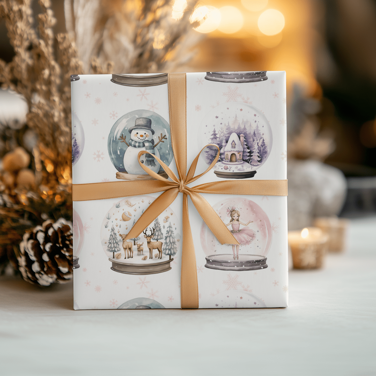 Winter Whimsy Globes – Holiday Snow Globe Wrapping Paper