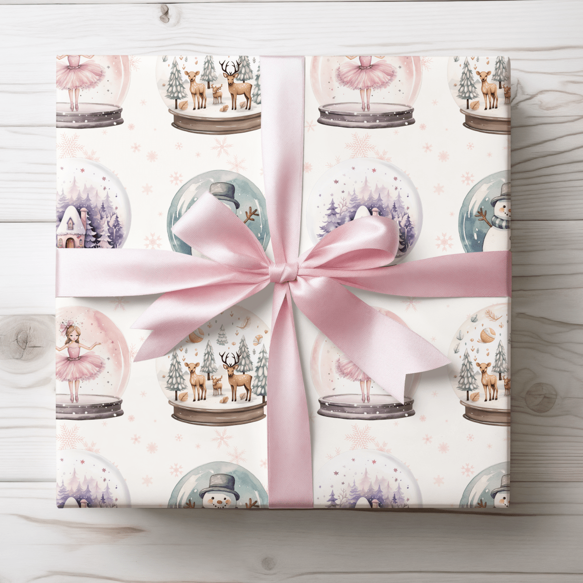 Winter Whimsy Globes – Holiday Snow Globe Wrapping Paper