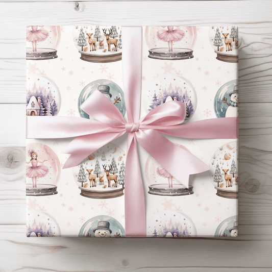 Winter Whimsy Globes – Holiday Snow Globe Wrapping Paper