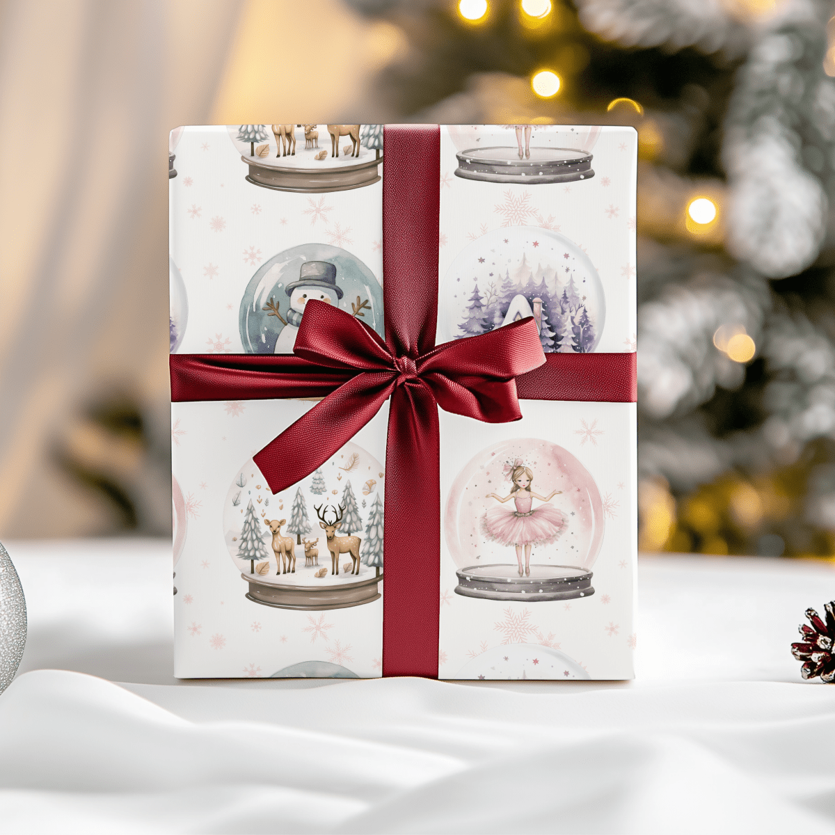 Winter Whimsy Globes – Holiday Snow Globe Wrapping Paper