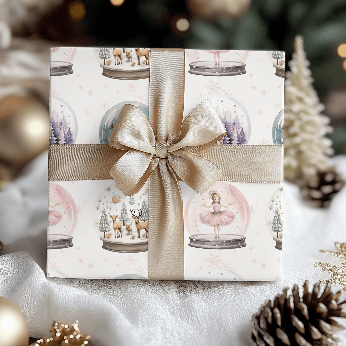Winter Whimsy Globes – Holiday Snow Globe Wrapping Paper