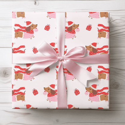 Dachshund Through the Snow – Cozy Pup Christmas Wrapping Paper