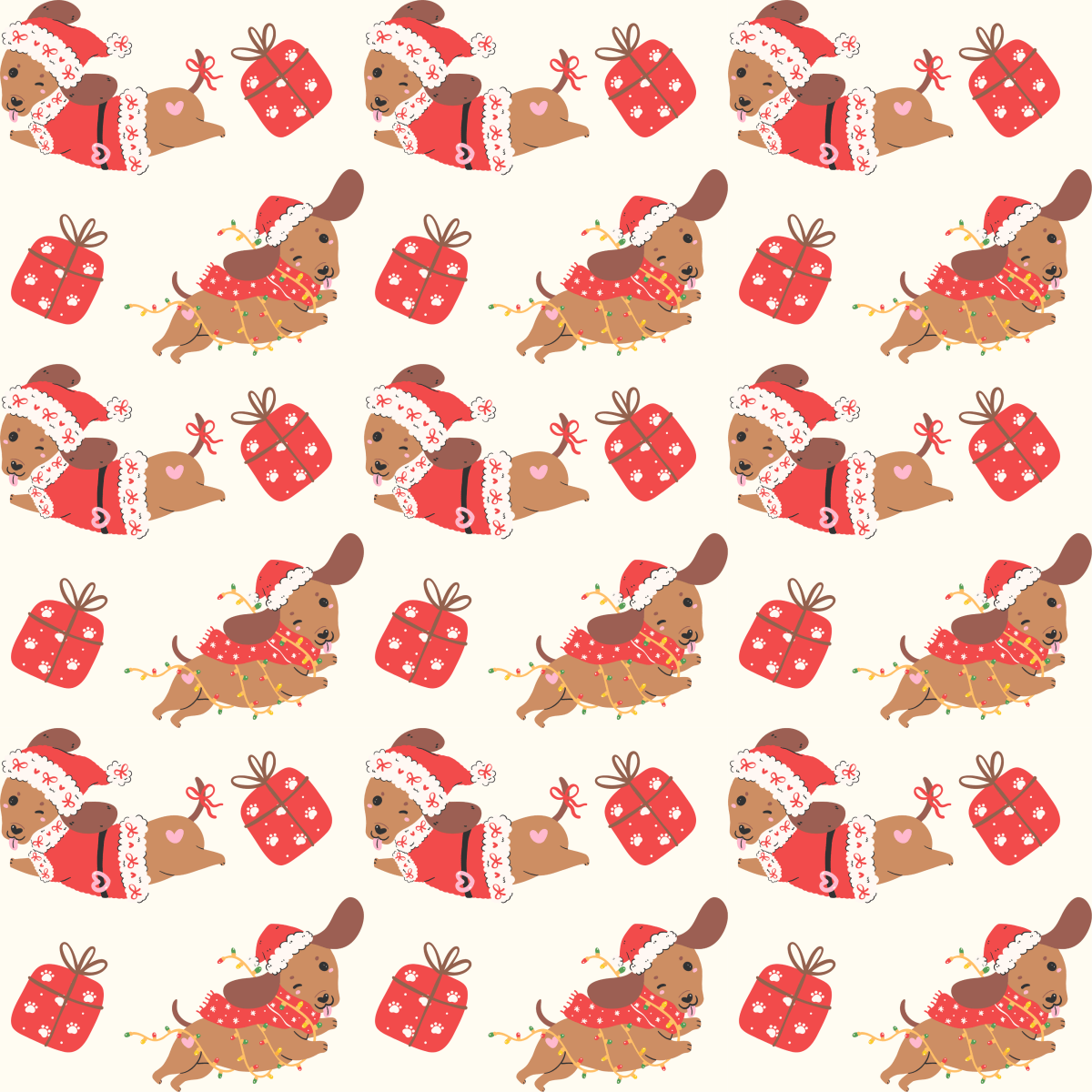 Santa Paws & Tinsel Tails – Festive Dachshund Wrapping Paper