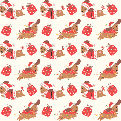 Santa Paws & Tinsel Tails – Festive Dachshund Wrapping Paper