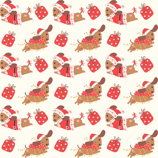 Santa Paws & Tinsel Tails – Festive Dachshund Wrapping Paper
