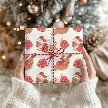Santa Paws & Tinsel Tails – Festive Dachshund Wrapping Paper