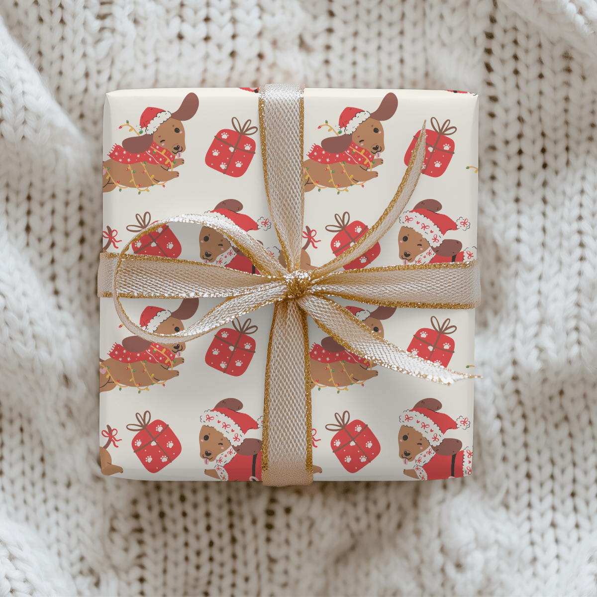 Santa Paws & Tinsel Tails – Festive Dachshund Wrapping Paper