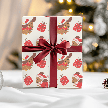 Santa Paws & Tinsel Tails – Festive Dachshund Wrapping Paper