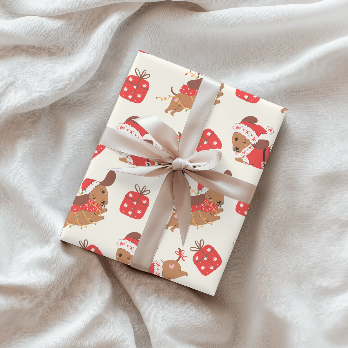 Santa Paws & Tinsel Tails – Festive Dachshund Wrapping Paper