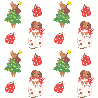 Tree Rex & Snow Pup – Holiday Dachshund Wrapping Paper