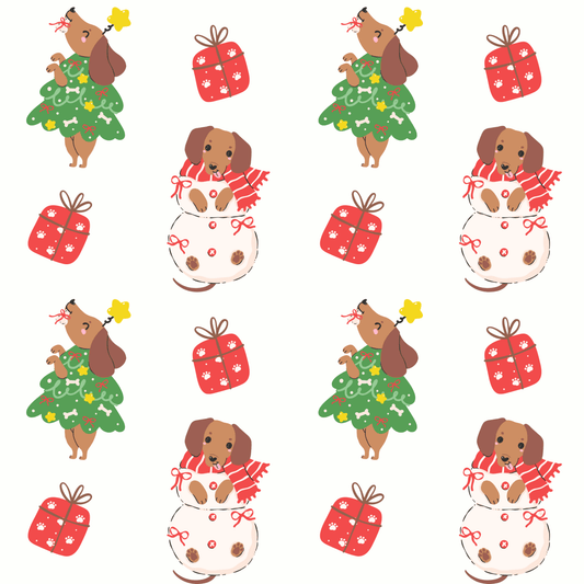 Tree Rex & Snow Pup – Holiday Dachshund Wrapping Paper