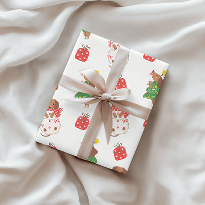 Tree Rex & Snow Pup – Holiday Dachshund Wrapping Paper