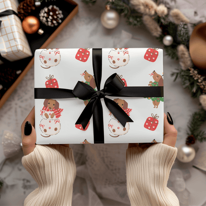 Tree Rex & Snow Pup – Holiday Dachshund Wrapping Paper