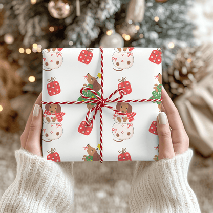 Tree Rex & Snow Pup – Holiday Dachshund Wrapping Paper