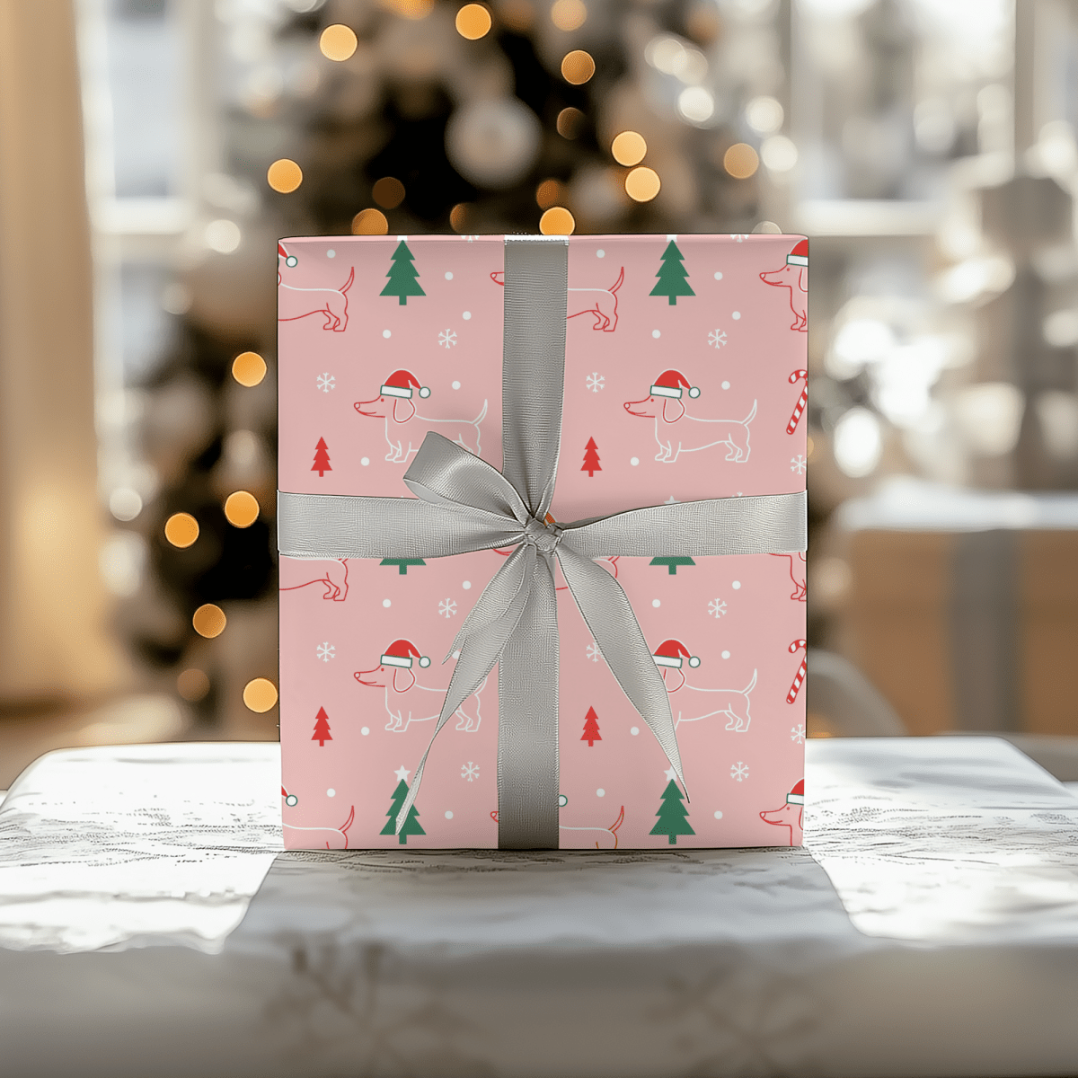 Pinkmas Paws — Santa Dachshund Christmas Wrapping Paper