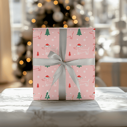 Pinkmas Paws — Santa Dachshund Christmas Wrapping Paper