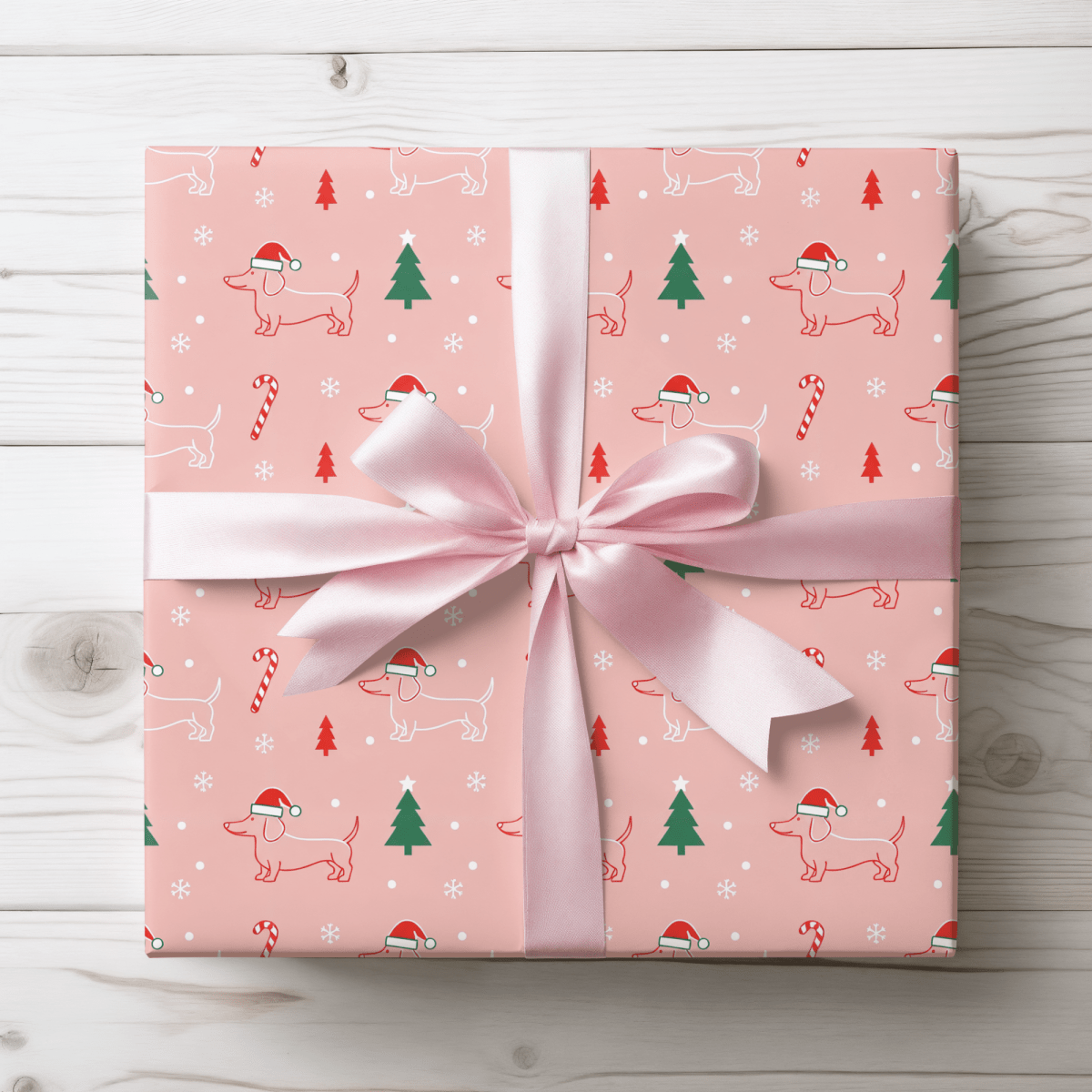 Pinkmas Paws — Santa Dachshund Christmas Wrapping Paper