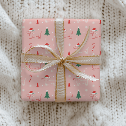 Pinkmas Paws — Santa Dachshund Christmas Wrapping Paper