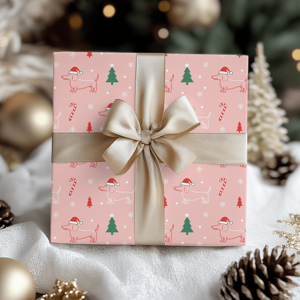 Pinkmas Paws — Santa Dachshund Christmas Wrapping Paper