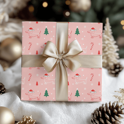 Pinkmas Paws — Santa Dachshund Christmas Wrapping Paper