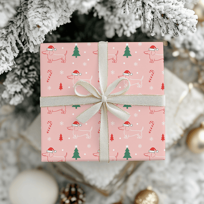 Pinkmas Paws — Santa Dachshund Christmas Wrapping Paper