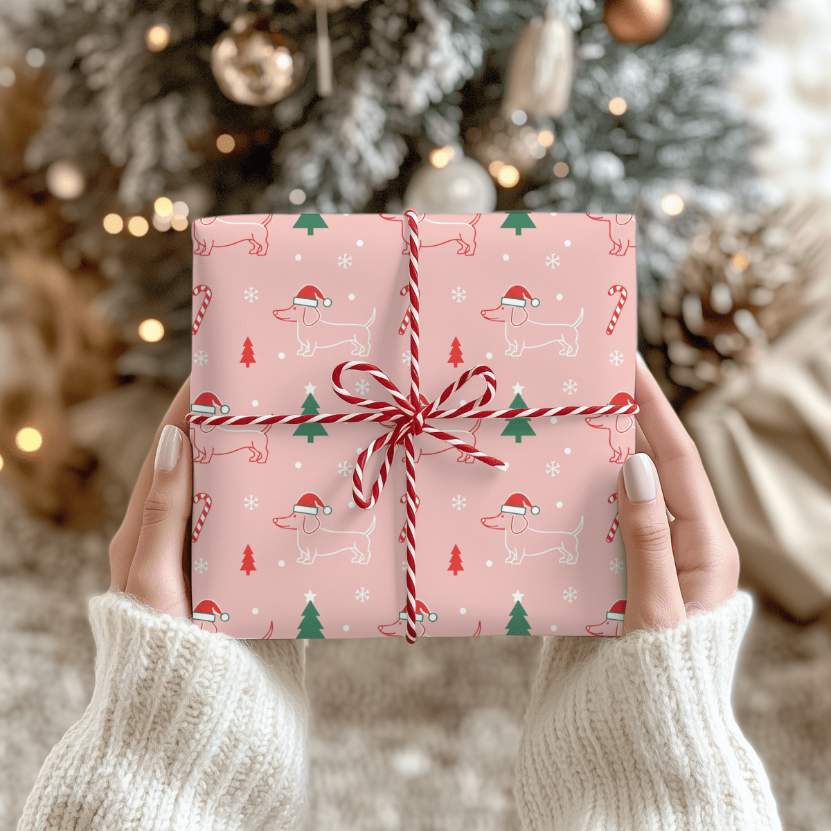 Pinkmas Paws — Santa Dachshund Christmas Wrapping Paper