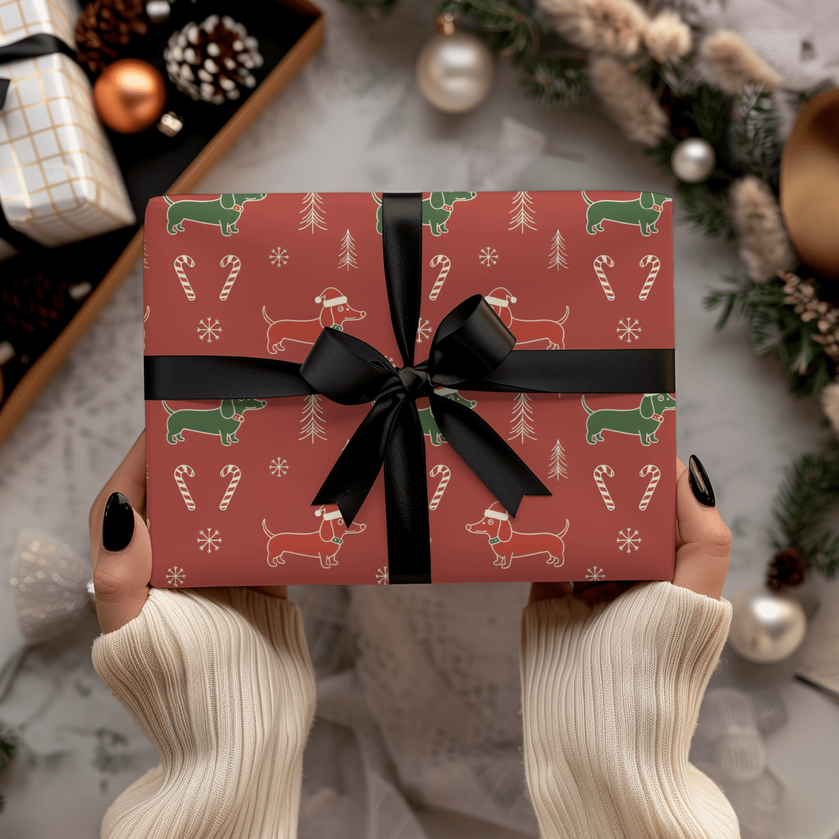 Santa Sausage Squad – Classic Christmas Dachshund Wrapping Paper