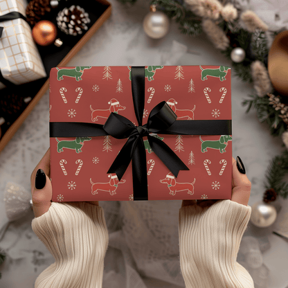 Santa Sausage Squad – Classic Christmas Dachshund Wrapping Paper