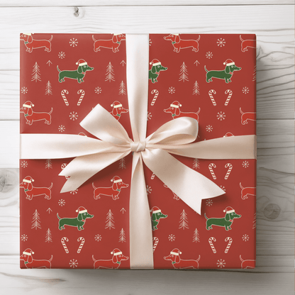 Santa Sausage Squad – Classic Christmas Dachshund Wrapping Paper
