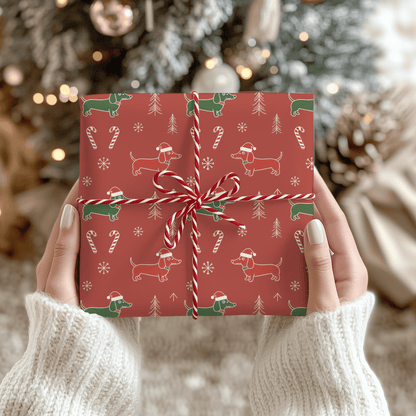 Santa Sausage Squad – Classic Christmas Dachshund Wrapping Paper