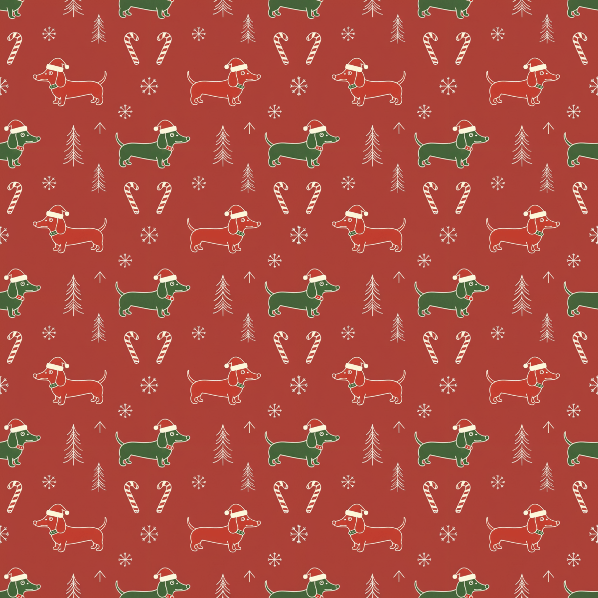 Santa Sausage Squad – Classic Christmas Dachshund Wrapping Paper
