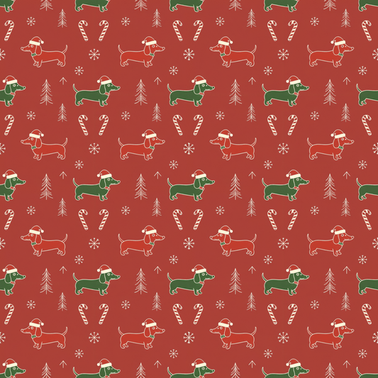 Santa Sausage Squad – Classic Christmas Dachshund Wrapping Paper