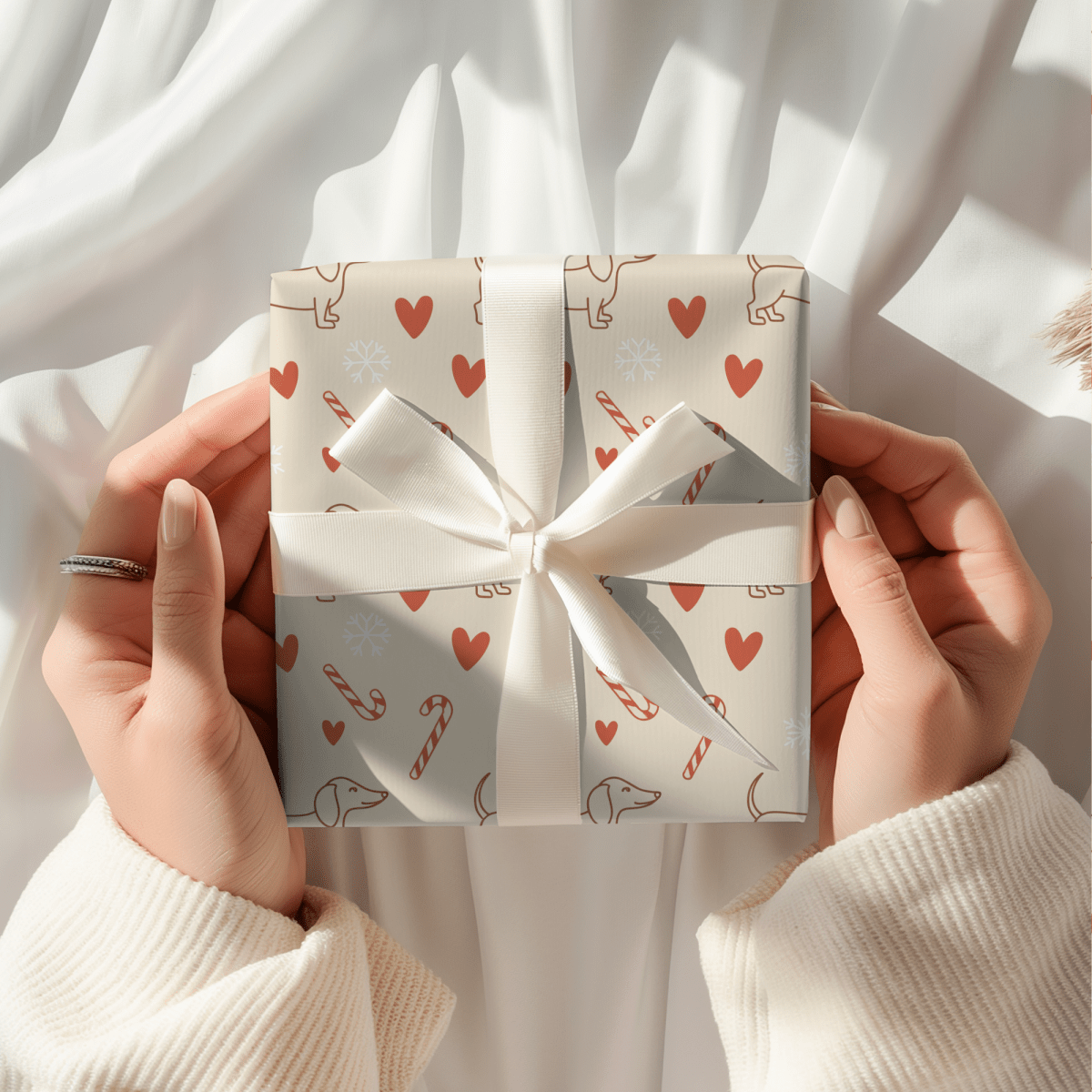 Merry Little Long Dogs – Candy Cane Dachshund Wrapping Paper