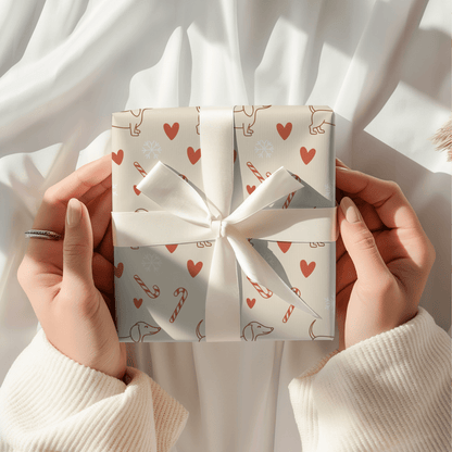 Merry Little Long Dogs – Candy Cane Dachshund Wrapping Paper