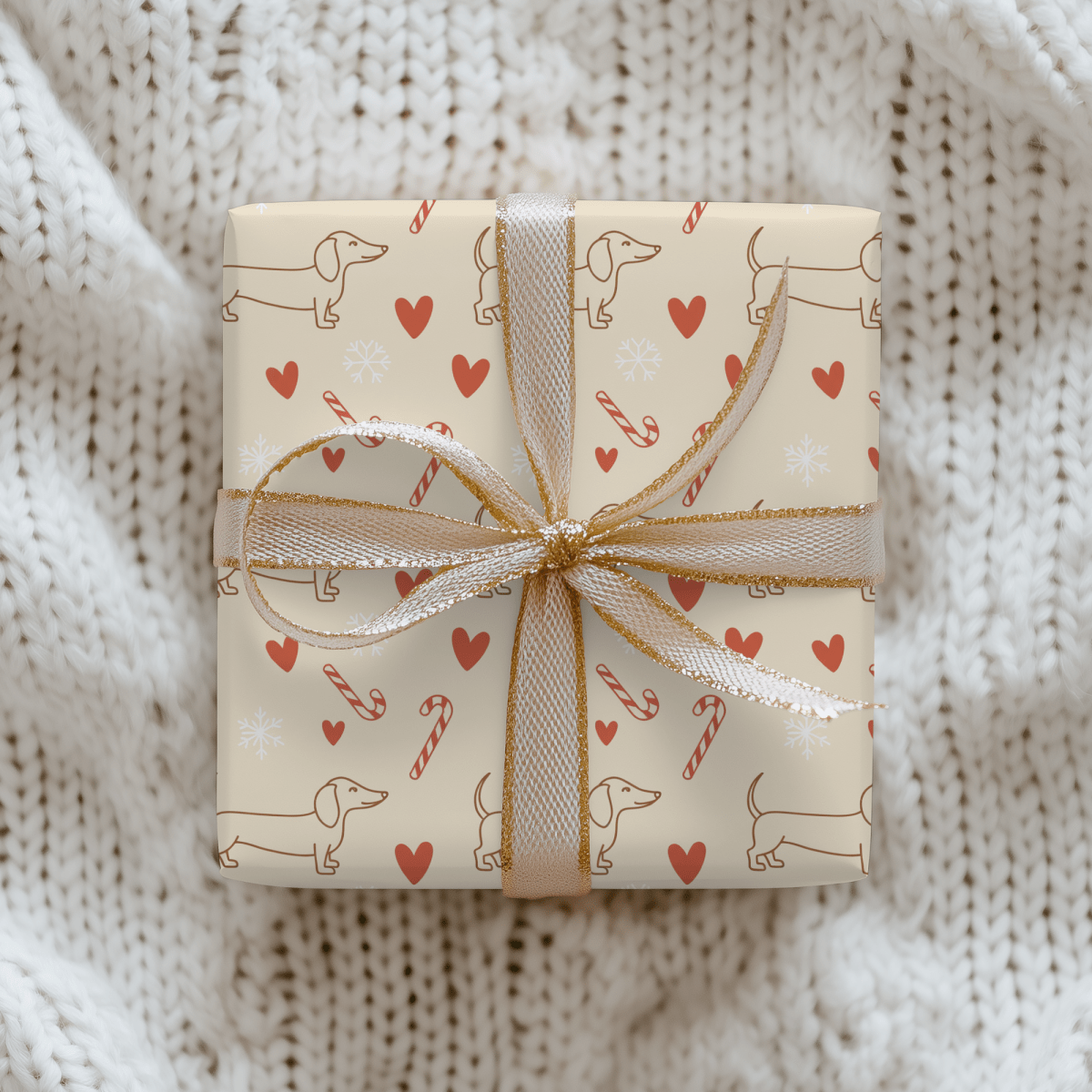 Merry Little Long Dogs – Candy Cane Dachshund Wrapping Paper