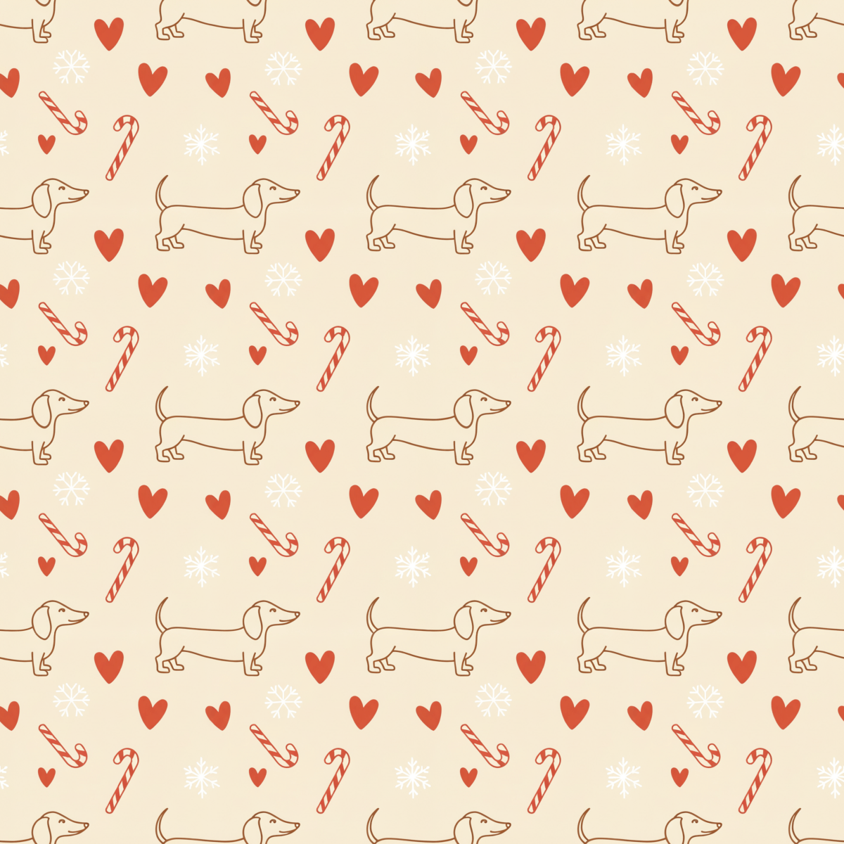 Merry Little Long Dogs – Candy Cane Dachshund Wrapping Paper