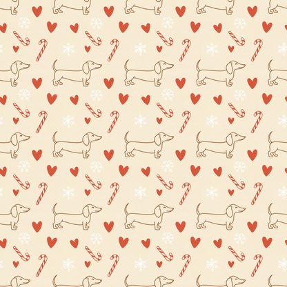Merry Little Long Dogs – Candy Cane Dachshund Wrapping Paper