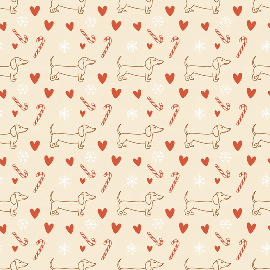 Merry Little Long Dogs – Candy Cane Dachshund Wrapping Paper
