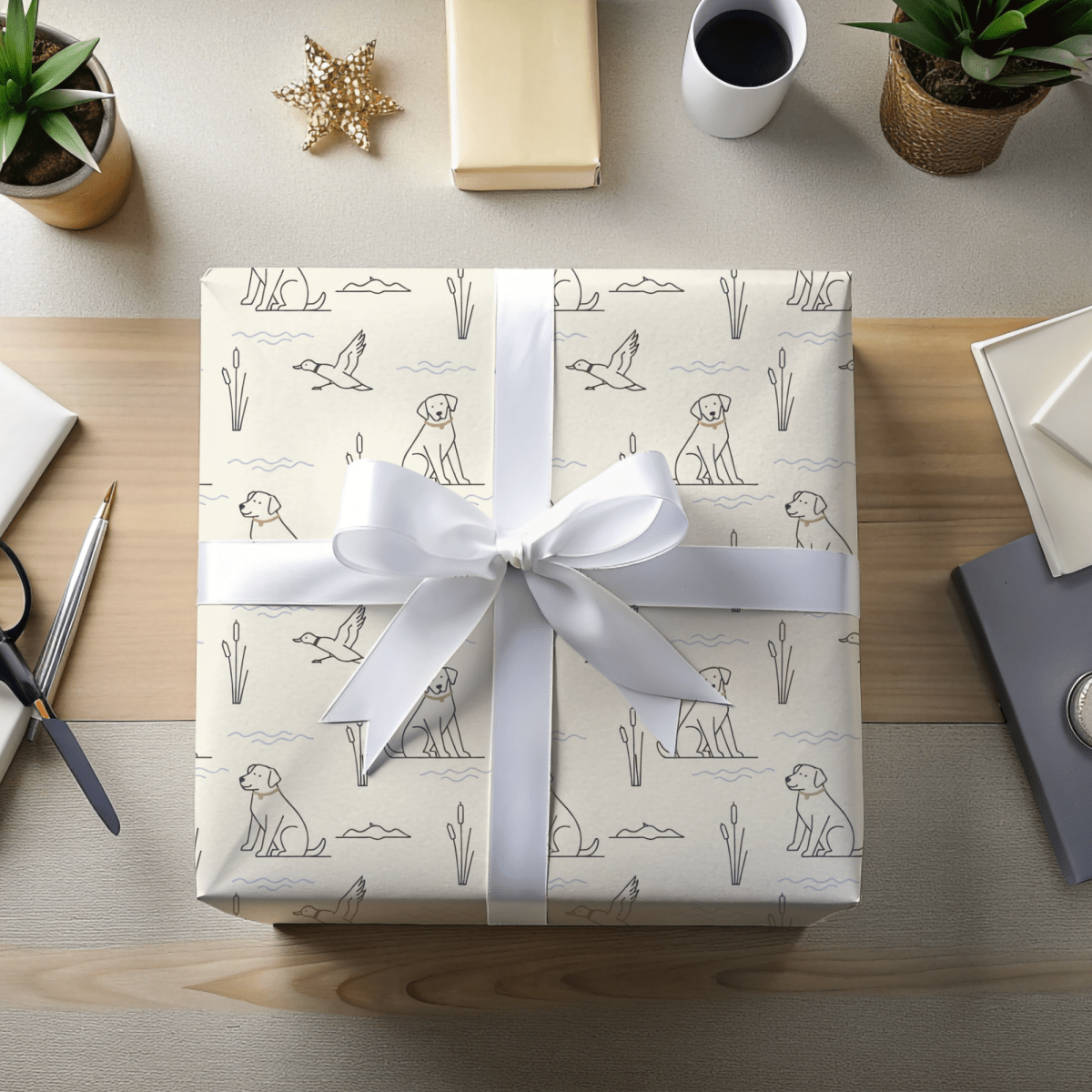 Quiet Waters – Minimalist Hunting Lab Wrapping Paper