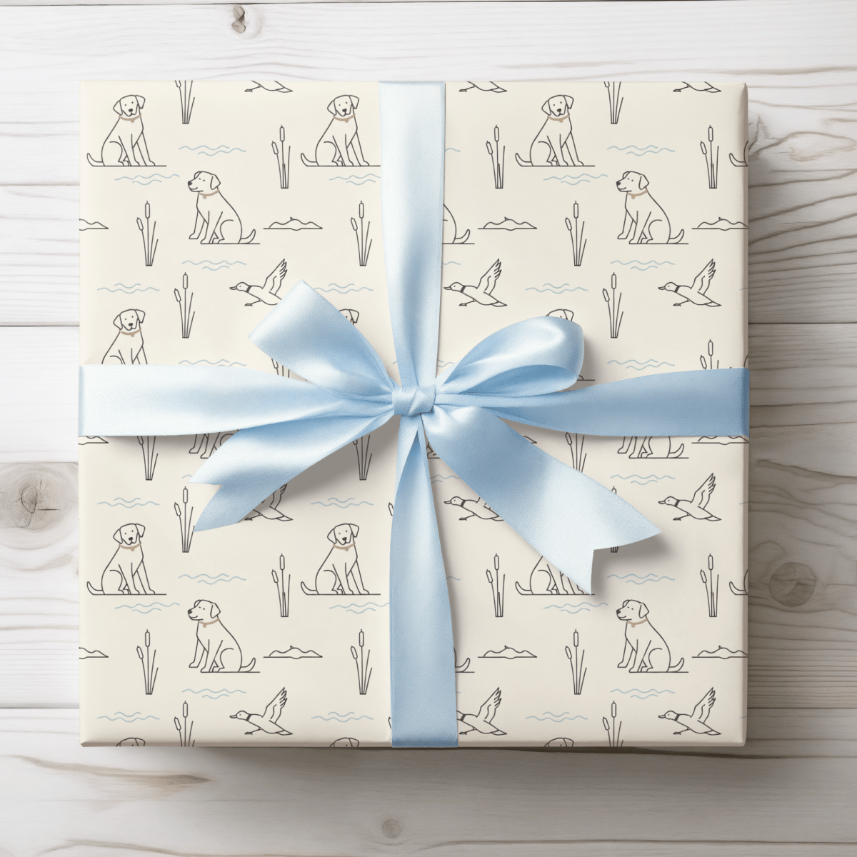 Quiet Waters – Minimalist Hunting Lab Wrapping Paper