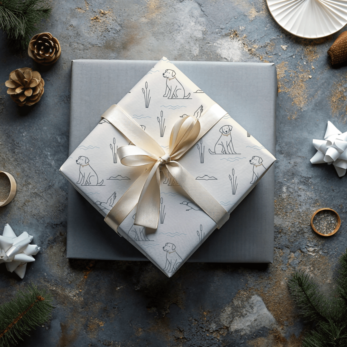 Quiet Waters – Minimalist Hunting Lab Wrapping Paper