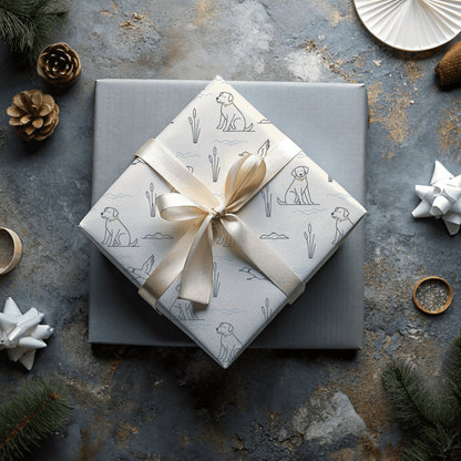 Quiet Waters – Minimalist Hunting Lab Wrapping Paper
