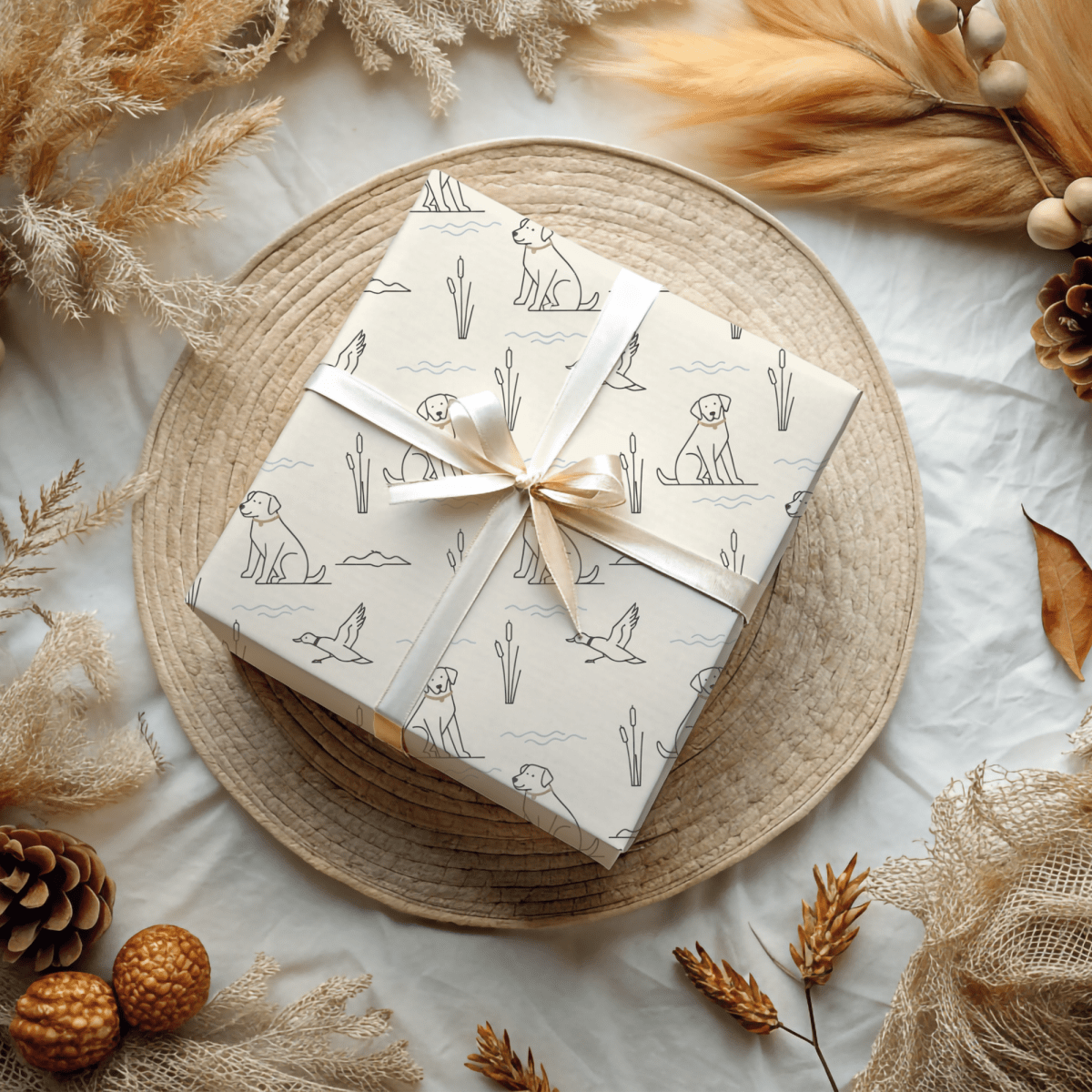Quiet Waters – Minimalist Hunting Lab Wrapping Paper