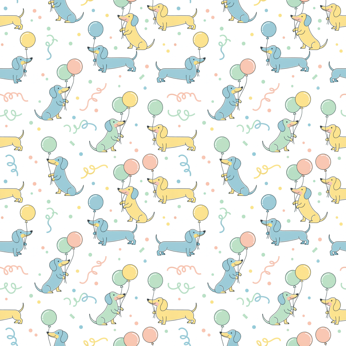 Up, Pup & Away – Balloon Dachshund Wrapping Paper
